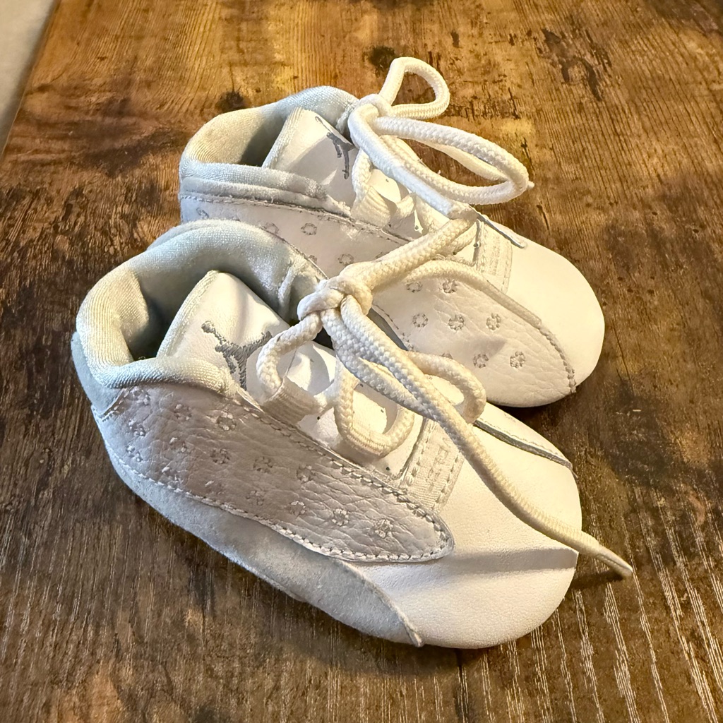 Jordan Baby White And Light Gray Soft-Soled Walker Shoes